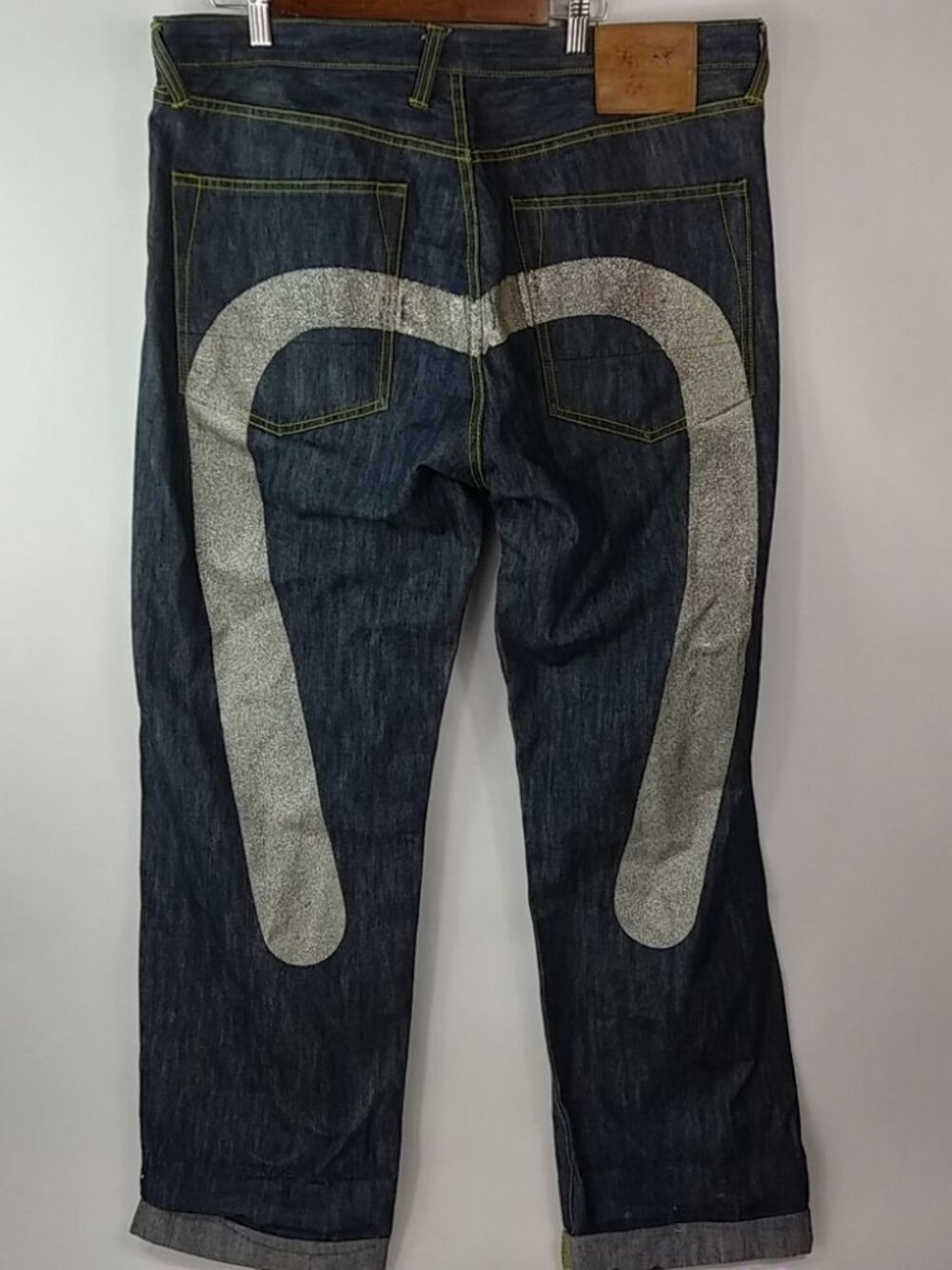 Evisu 39x34 Mens Y2K Silver Brushstroke Hi-Style Dark Jeans